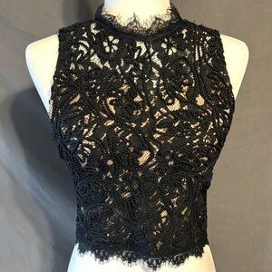 BKE Black Lace High Neck Blouse